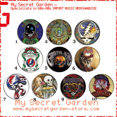Grateful Dead - Skull Pinback Button Badge Set ( or Hair Ties / 4.4 cm Badge / Magnet / Keychain Set )